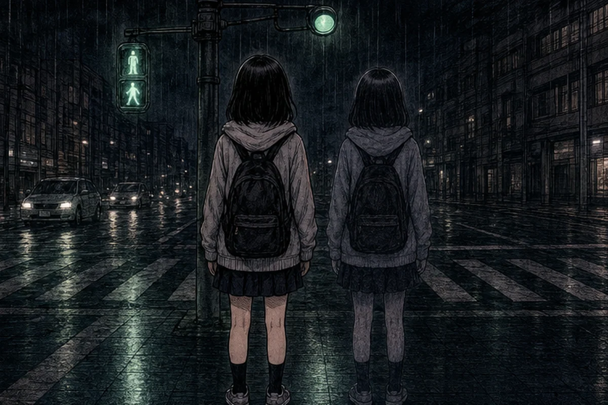 信号:横目で様子を窺うと、その人は私とまったく同じ向きに同じ姿勢で信号機を見上げている