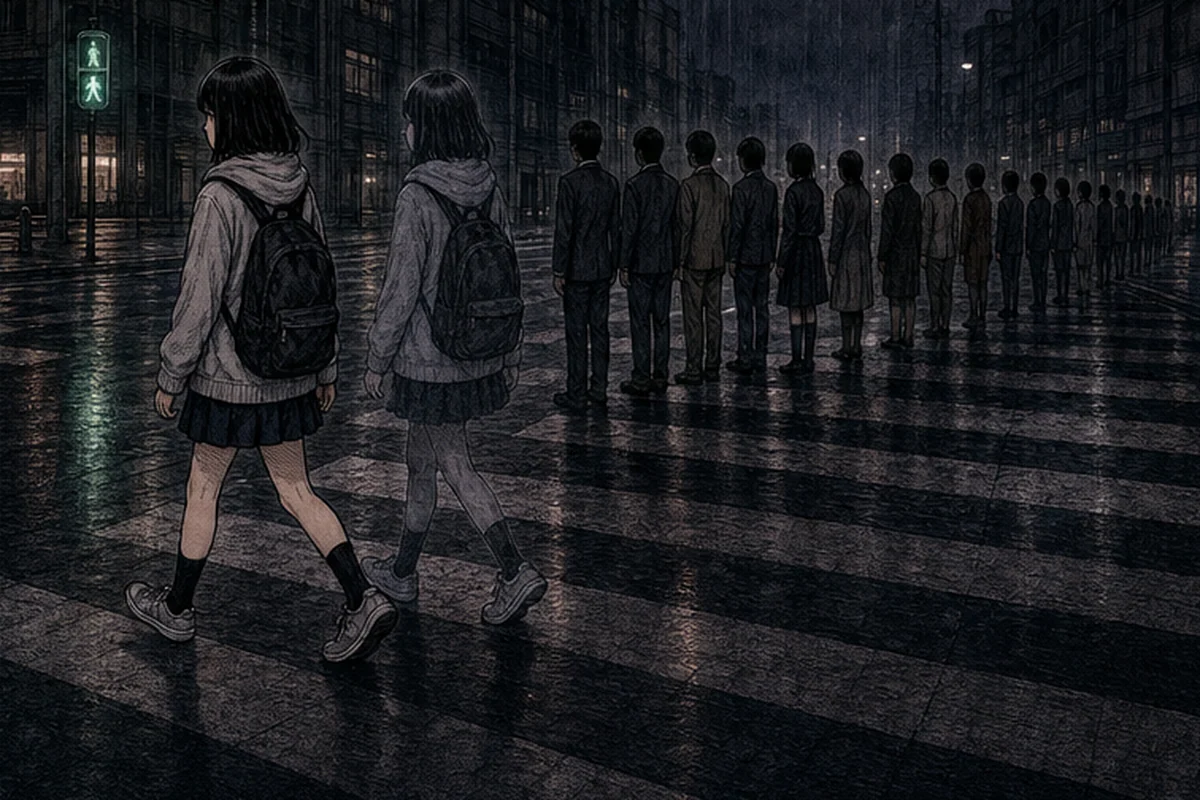 信号:まるで、私が渡りきるのをじっと待っているかのようだった
