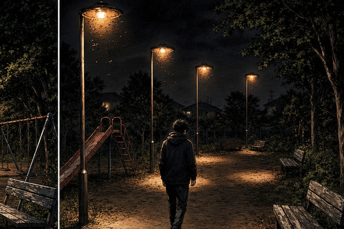 数:深夜の公園に人の影はなく、聞こえてくるのは自分のスニーカーが土を踏むくぐもった音だけだった