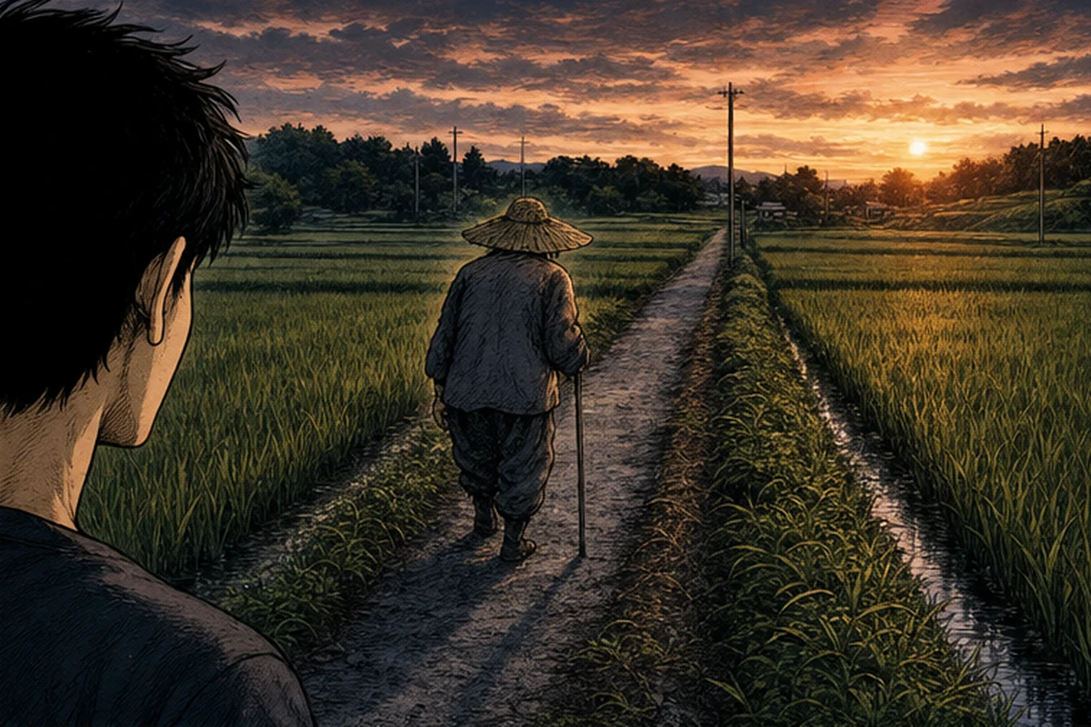 畦道:畦を歩ききると、道に出る手前ですっと消えた