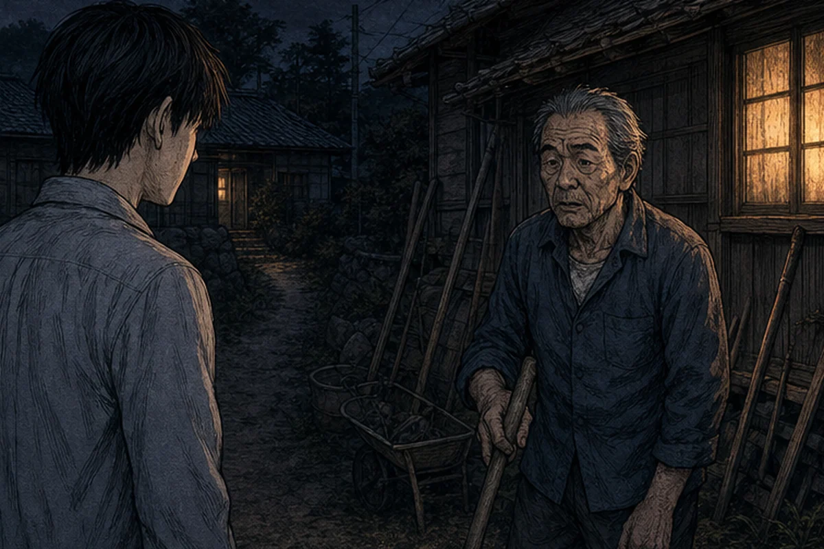 畦道:「あそこはな、爺さんが毎日通っとった道でな」 聞けば、その爺さんは田の奥の水口を見るのが長年の日課だったという