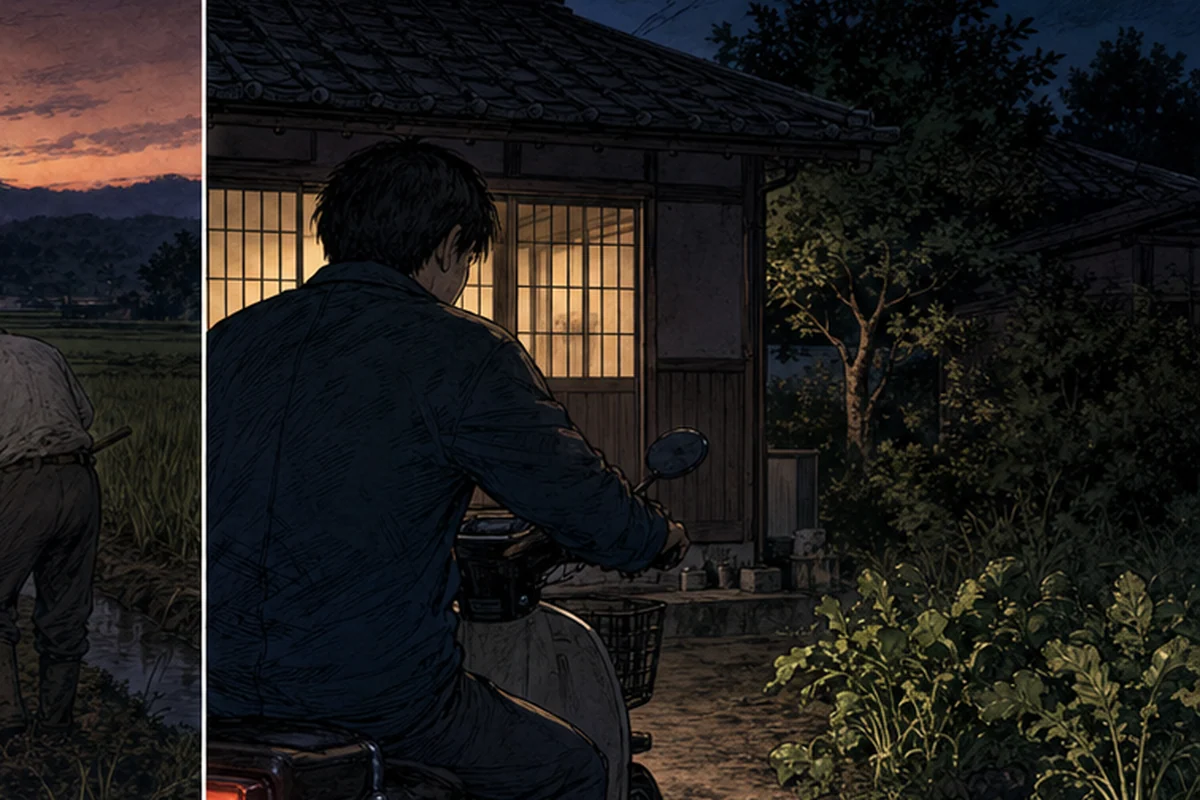 畦道:家に着いて、庭にカブを入れた