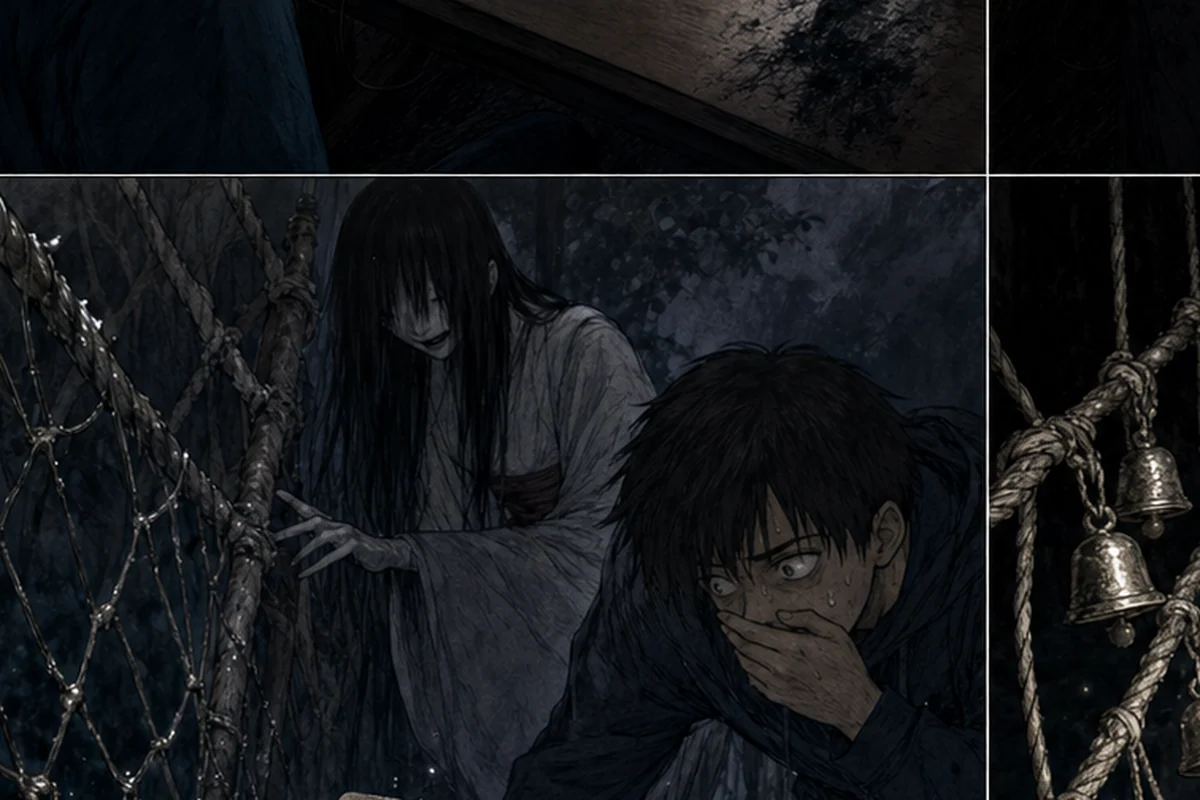 第1話 赤い橋に、網が張られている:こぼれそうになる息を噛み殺した瞬間、札が――水面から、ゆっくりと浮き上がった