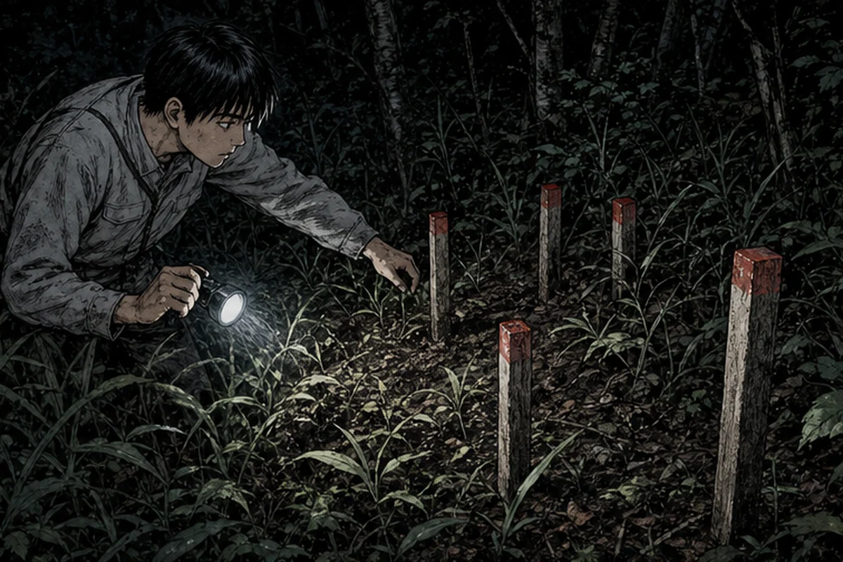 境界杭:七月の山なのに藪蚊が寄ってこない