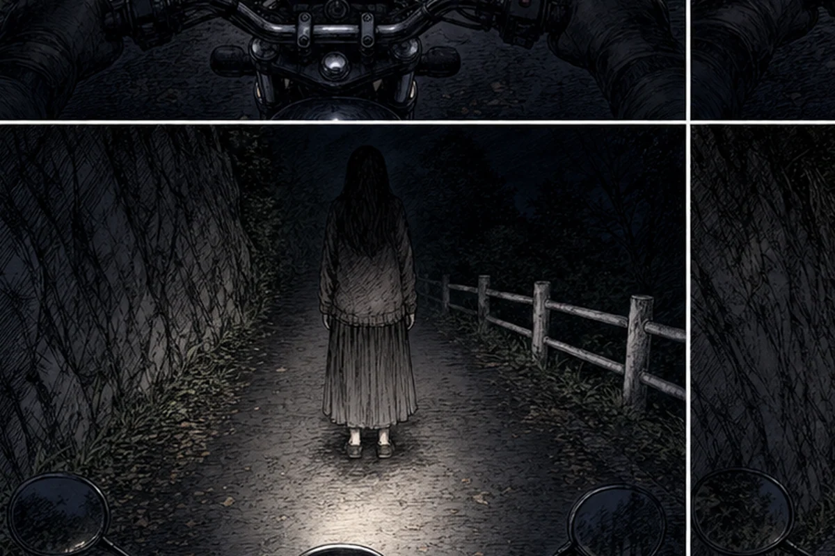 折り返せない道 第1話 前を行く者:後ろを向いたまま立っている