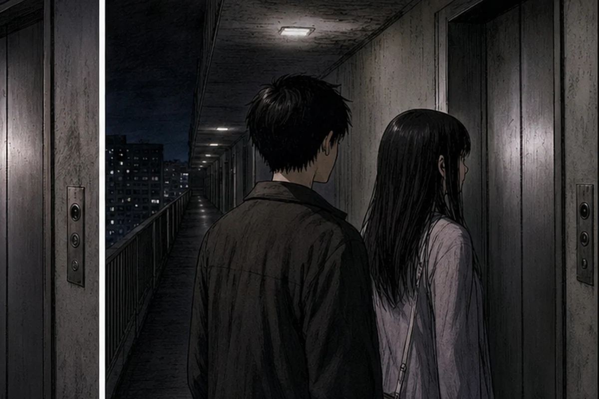 【心霊体験談】第3話　エレベーター：と言うと、彼女は軽く笑って 「だって14階まで階段なんて無理でしょ」 確かにそうだと思って、 そのときはそれ以上気にしませんでした