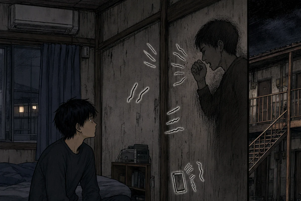 【心霊体験談】第4話 隣の部屋:これは中野区で一人暮らしをしていた時の話 高卒でそのまま働き始めて、安いアパートに住んでいた