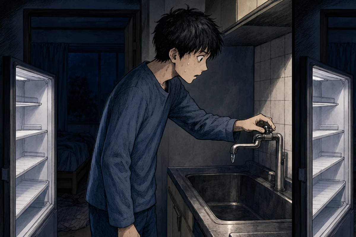 【心霊体験談】第14話 水道:夜、僕は喉が渇いて目が覚めた