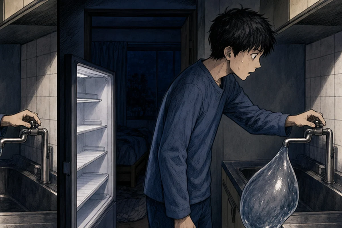 【心霊体験談】第14話 水道:夜、僕は喉が渇いて目が覚めた