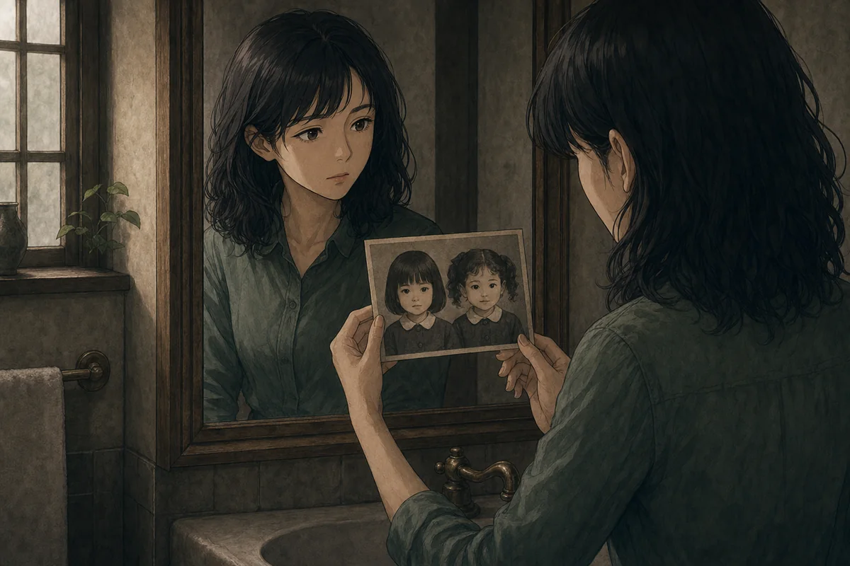 三人で帰った:学級写真と鏡の顔を見比べる文香