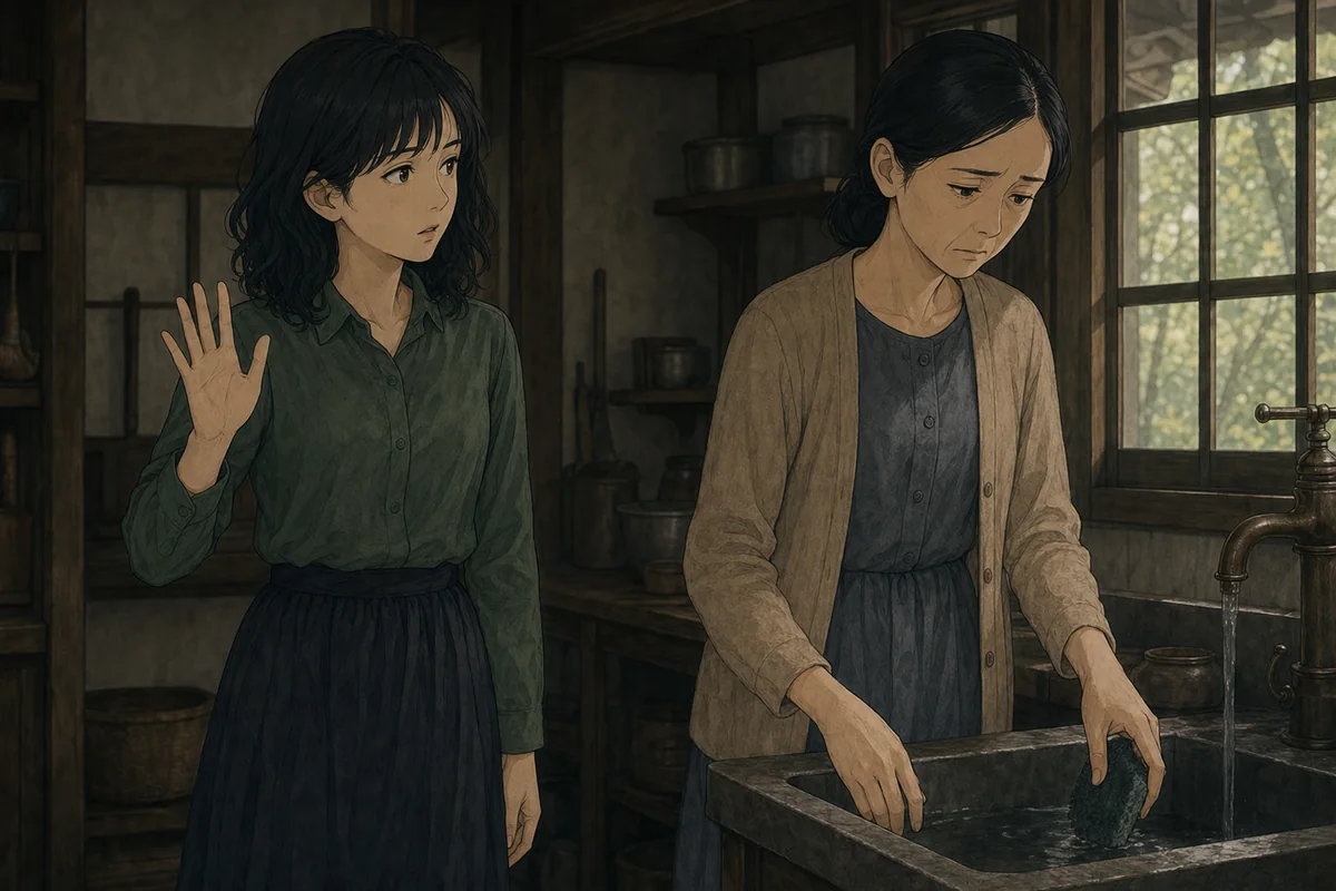 三人で帰った:利き手について台所で姉に尋ねる文香