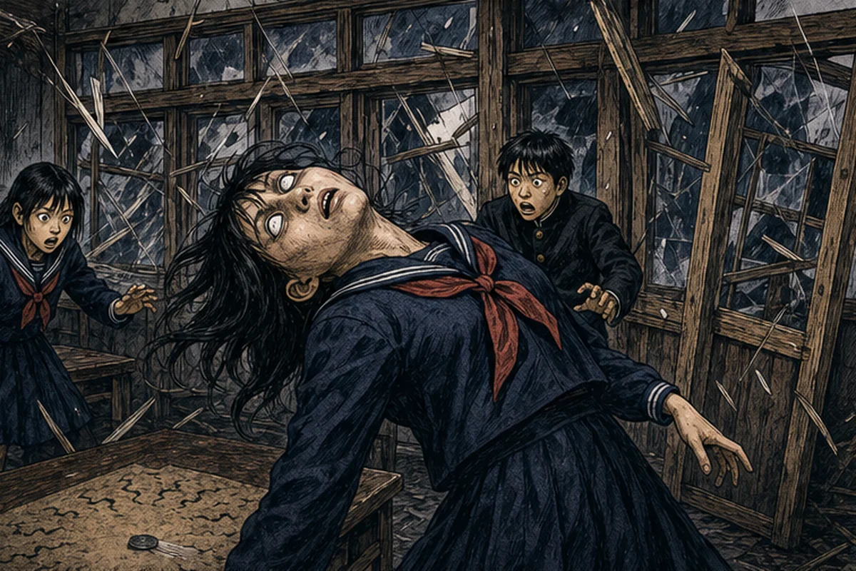 旅の座敷で語り手が禁断の牛の首の話を始めると、聞き手たちが次々に青ざめて倒れる